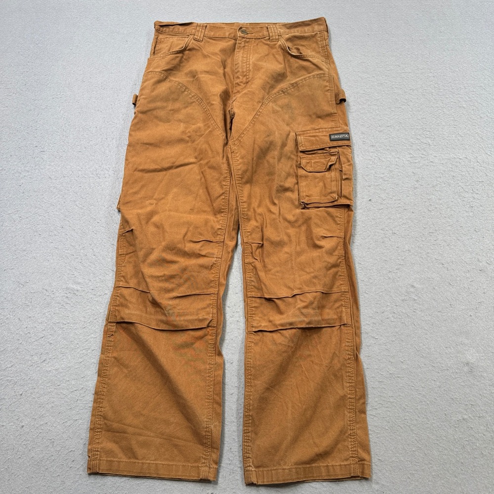 Dakota Carpenter Pants Men's 36x32 Brown Relaxed Duck Canvas Double Knee Utility